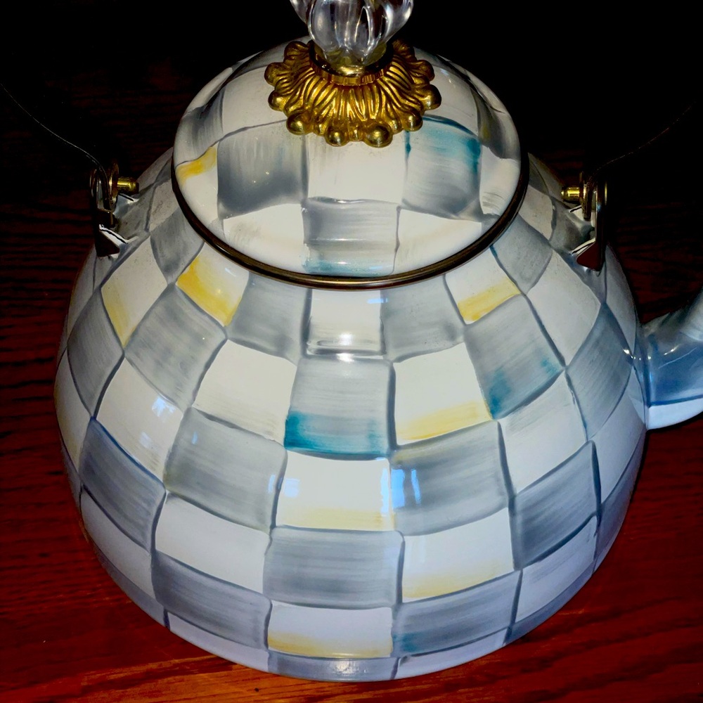 Mackenzie Childs Sterling Check 3Qt Tea Kettle